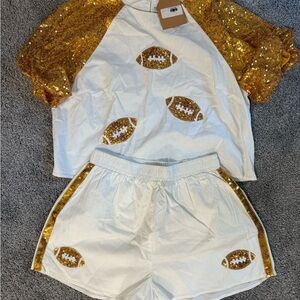 Women’s Football Sequin Shirt and Shorts Set